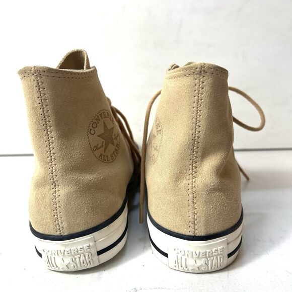 Converse All Star Hi-Top Classic Beige Leather Sneaker Womens Sz 8 Lace Up Shoes - Picture 9 of 11